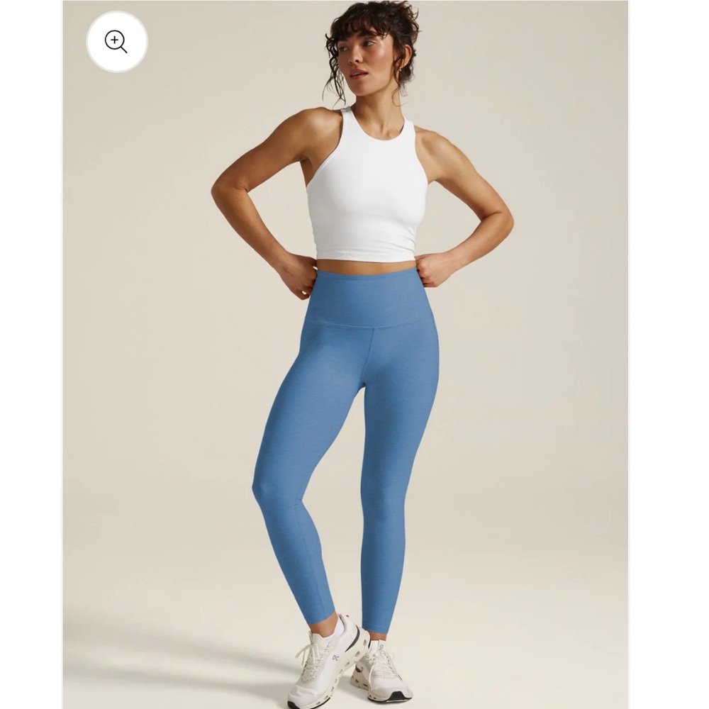 Beyond yoga caught in the midi high waisted leggings sky blue heather large